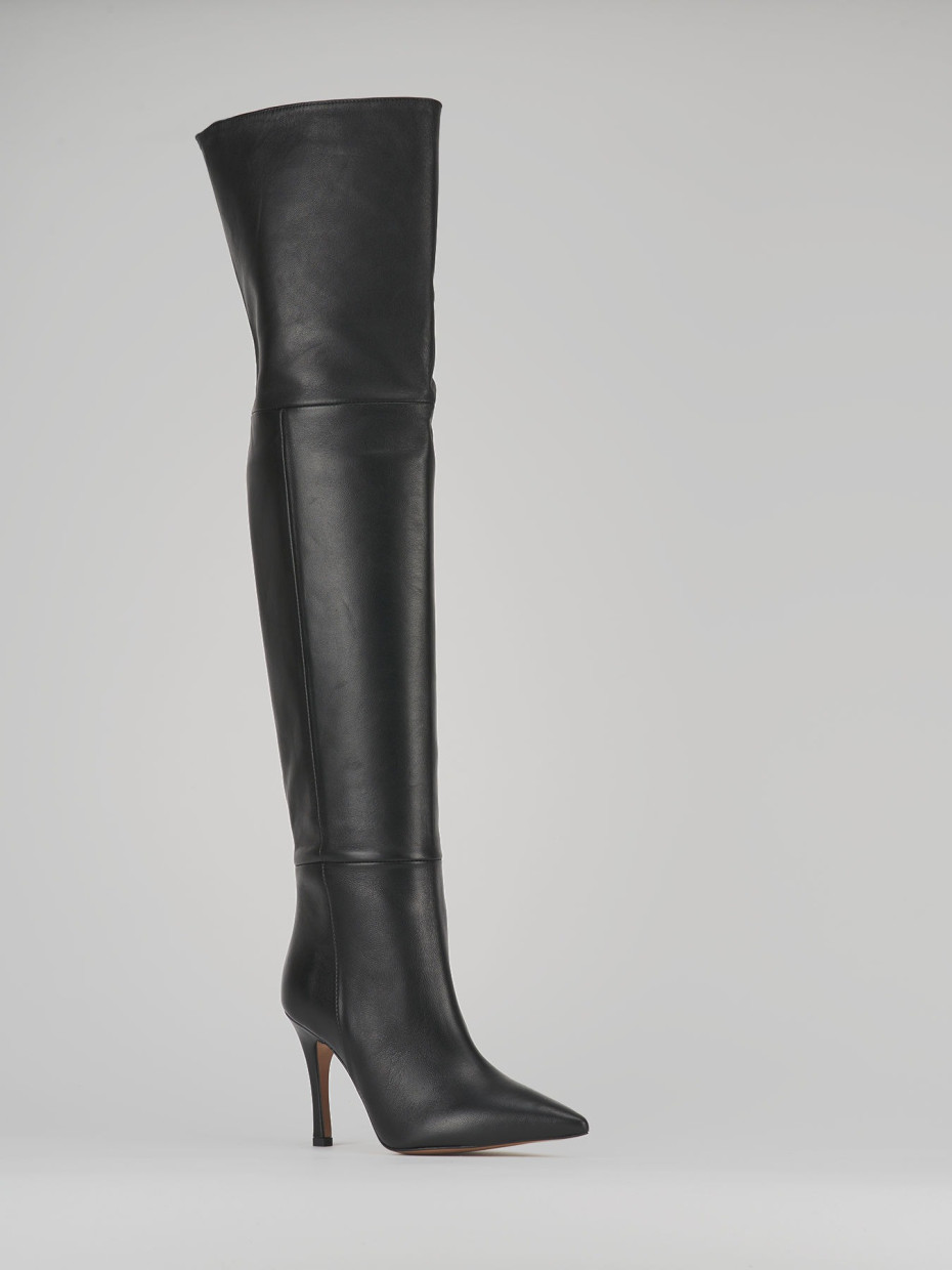 Stivali tacco 9cm pelle nero