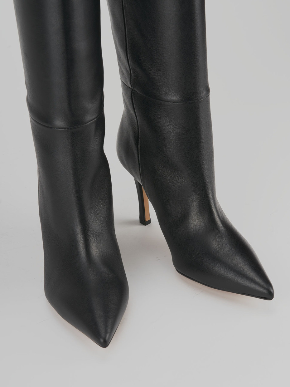Stivali tacco 9cm pelle nero