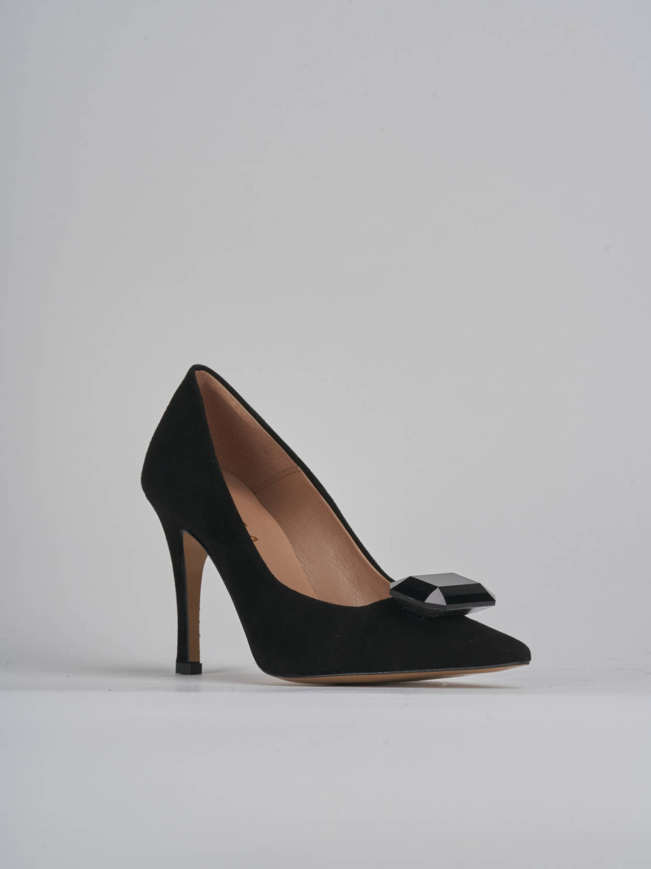 Pumps woman heel 9 cm black suede Barca Stores