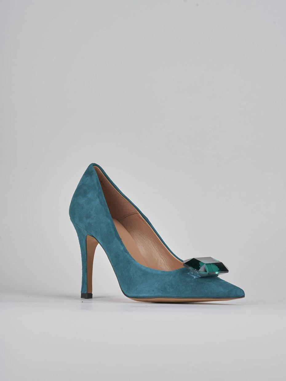 Pumps heel 9 cm green suede