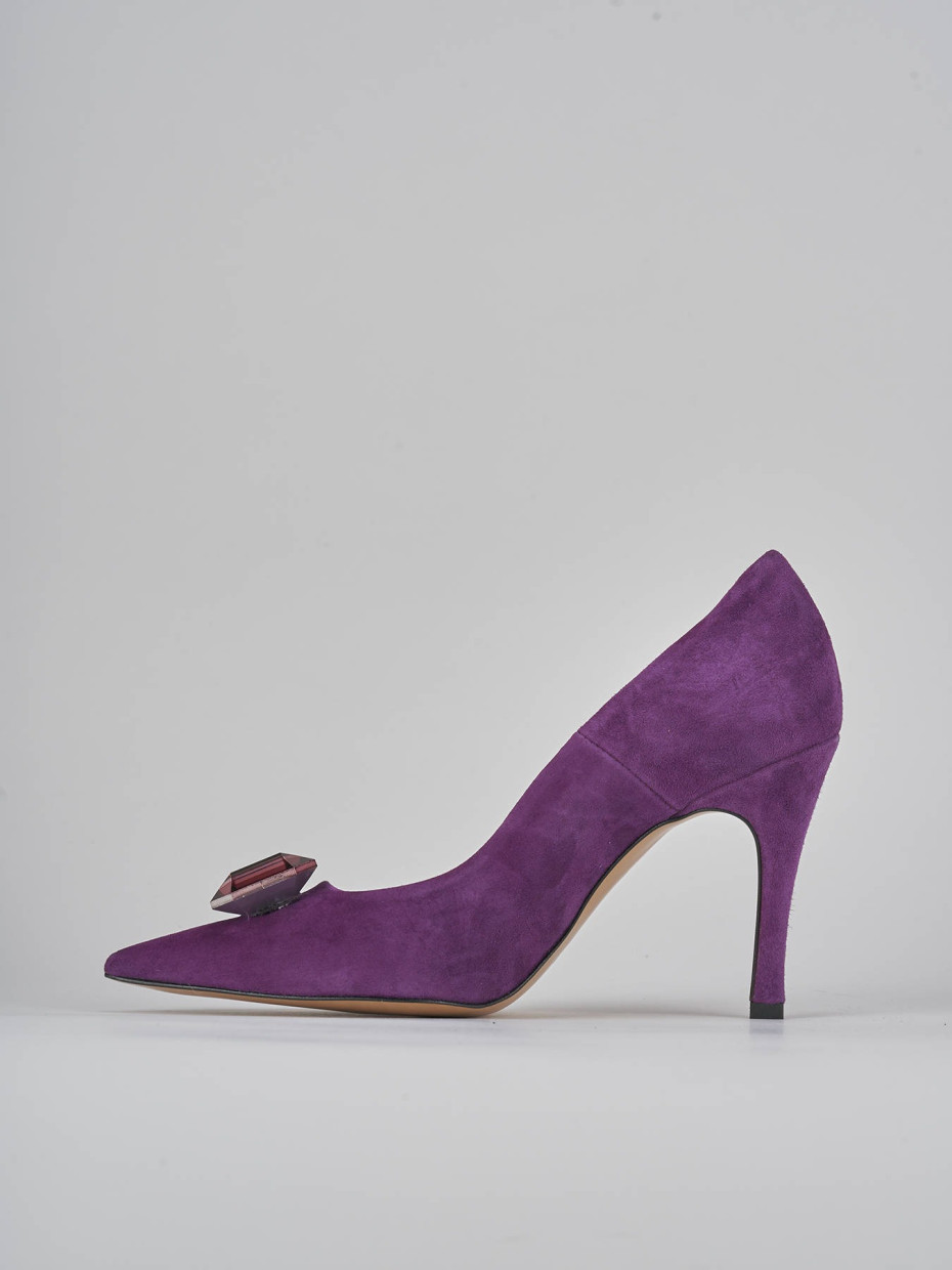 Décolleté e slingback tacco 9cm camoscio viola