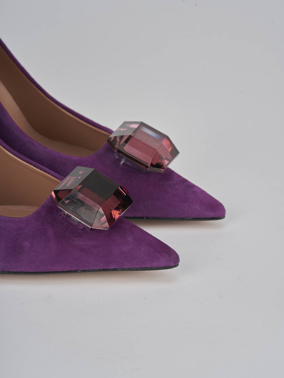 Décolleté e slingback tacco 9cm camoscio viola