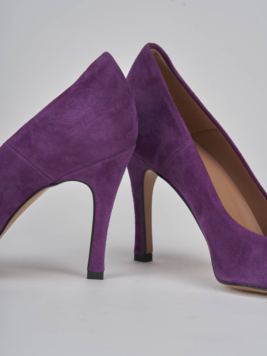 Décolleté e slingback tacco 9cm camoscio viola