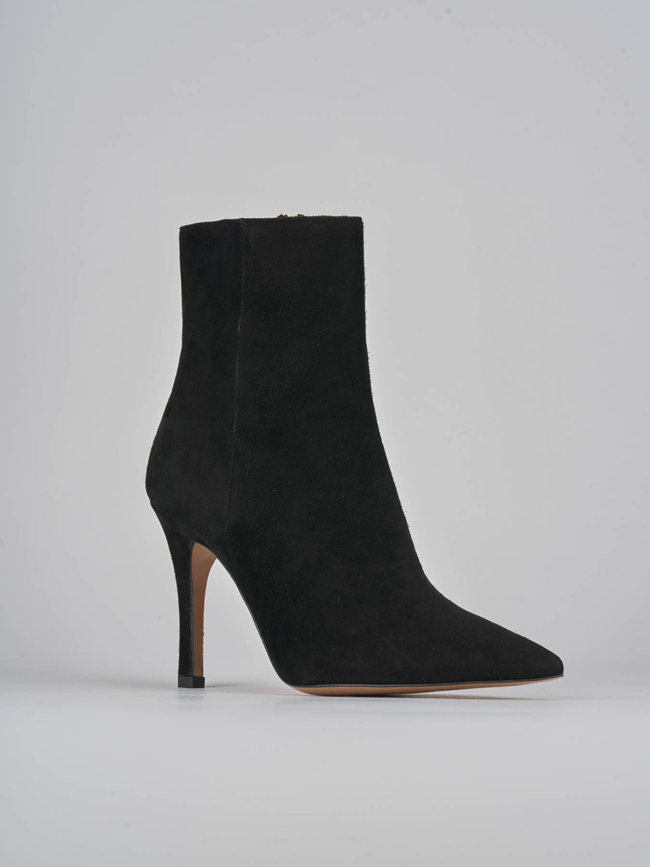 High heel ankle boots heel 9 cm black suede