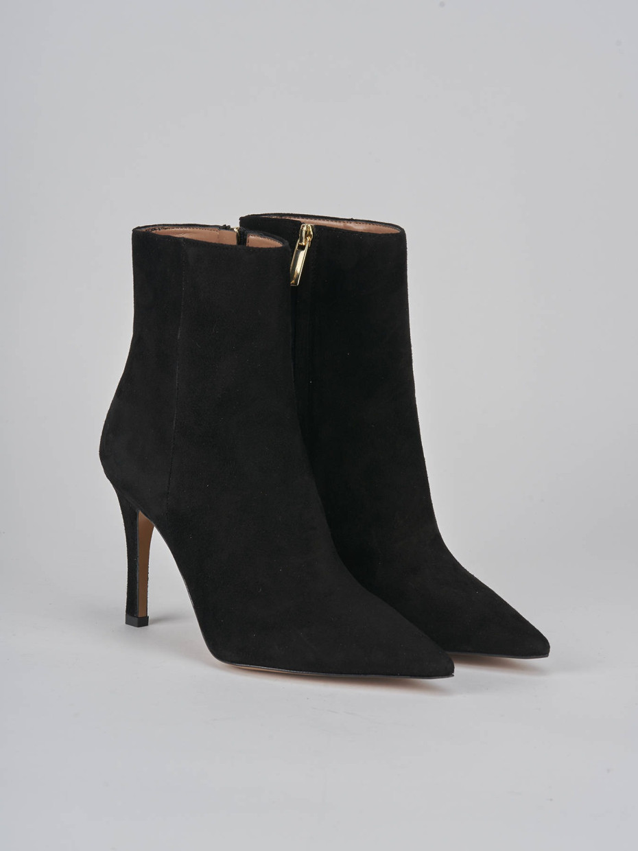 High heel ankle boots heel 9 cm black suede