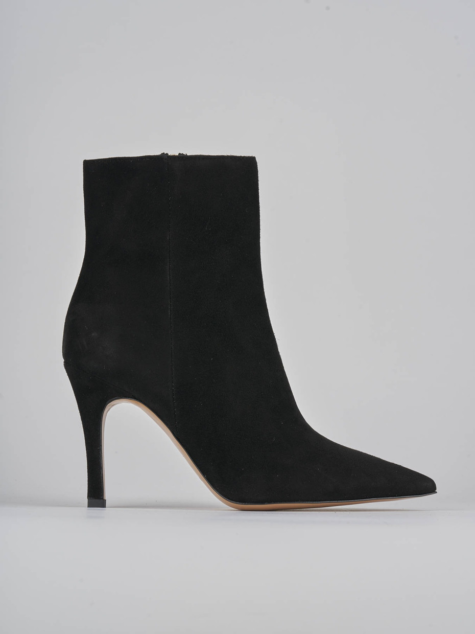 High heel ankle boots heel 9 cm black suede