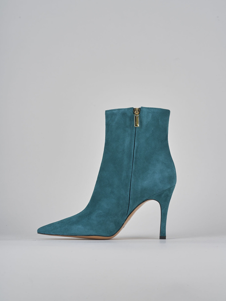 High heel ankle boots heel 9 cm green suede