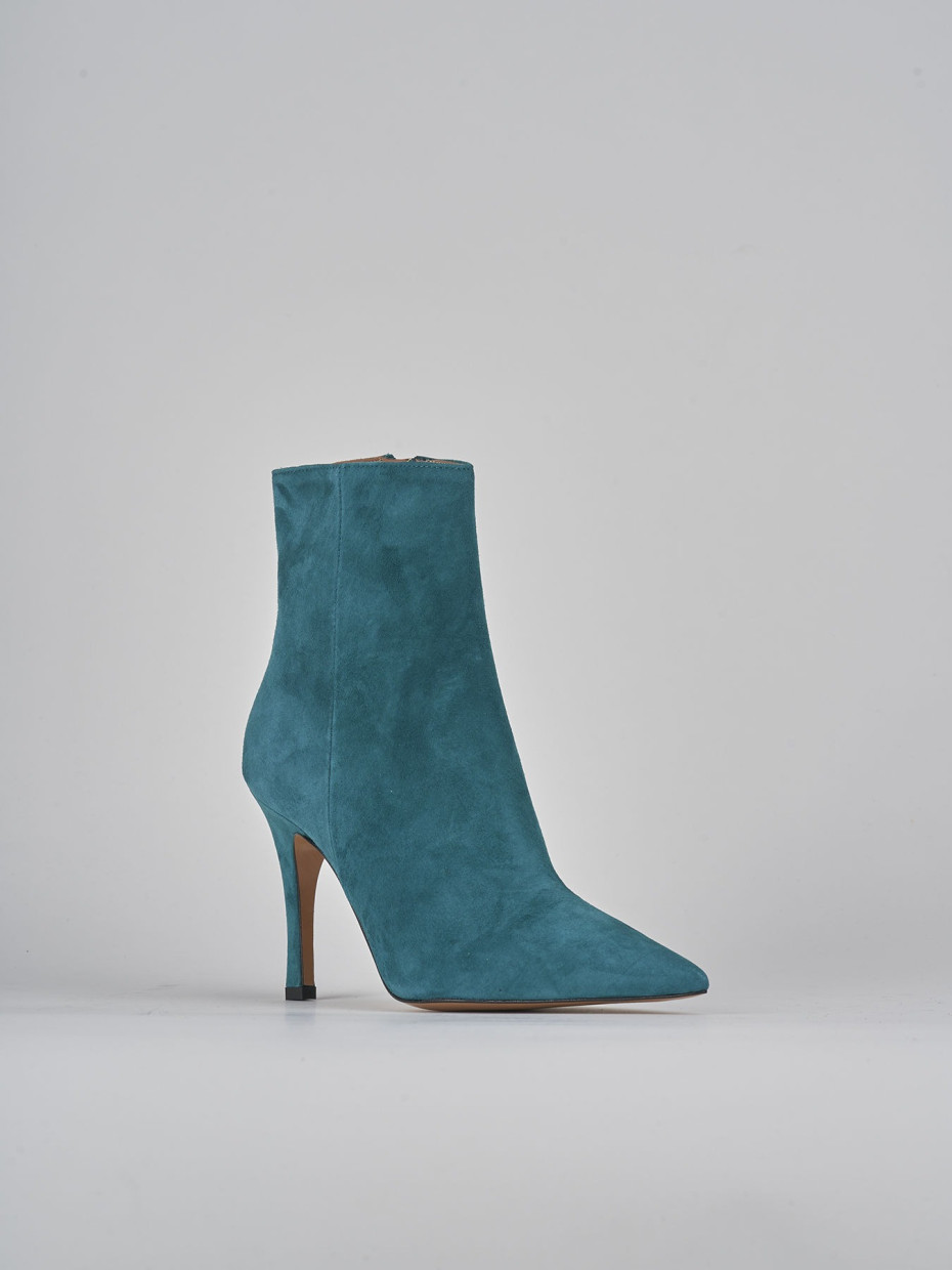 High heel ankle boots heel 9 cm green suede