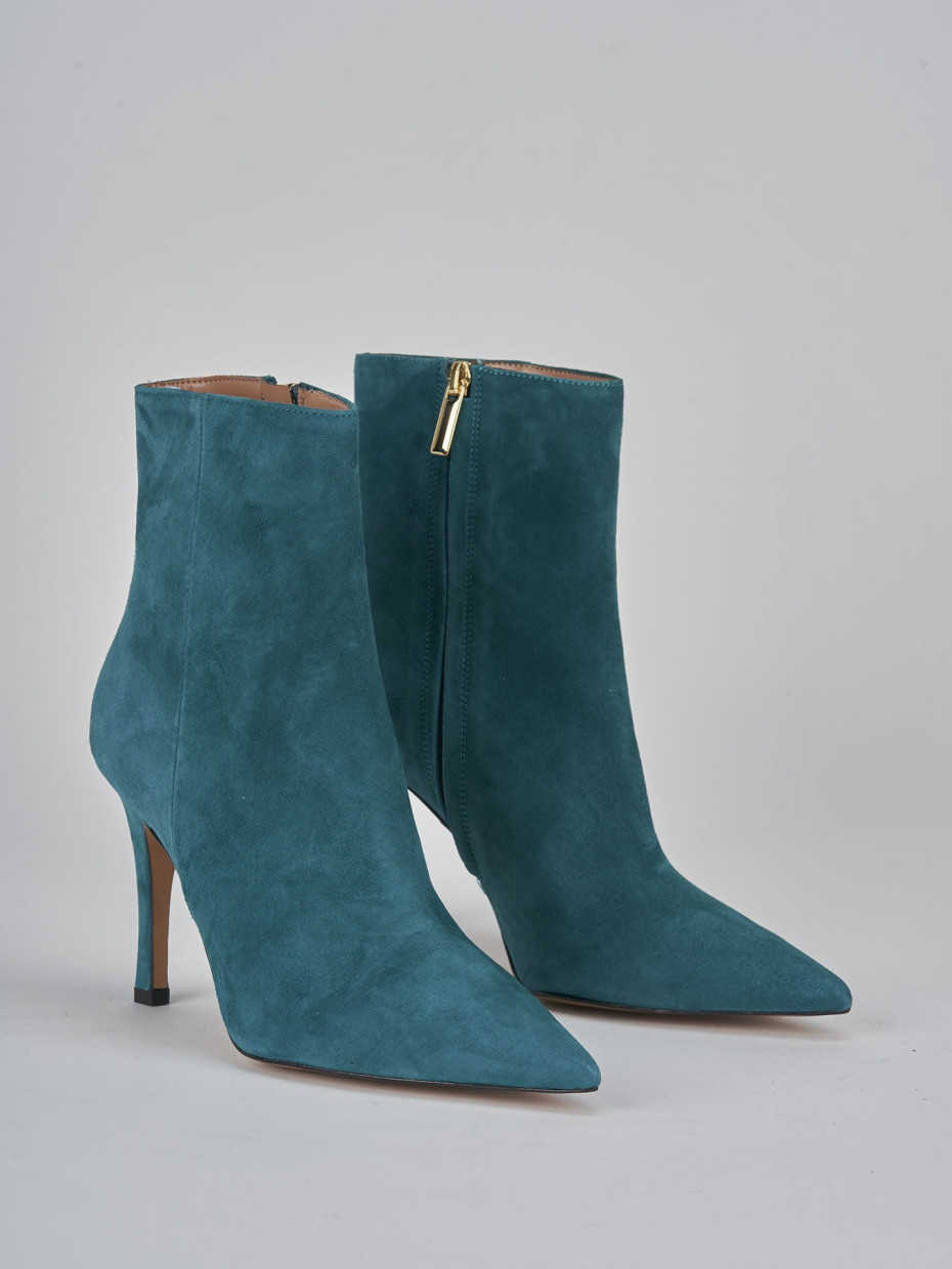 High heel ankle boots heel 9 cm green suede