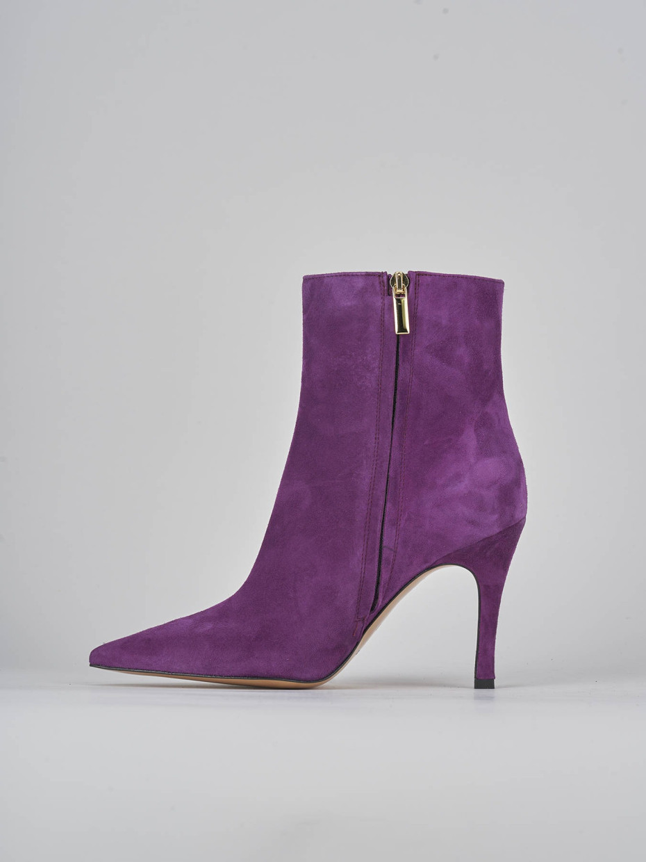 High heel ankle boots heel 9 cm violet suede