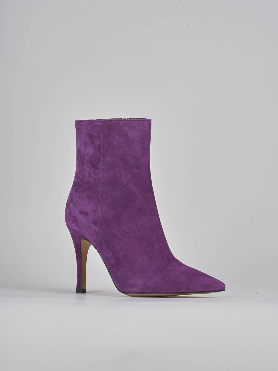 High heel ankle boots heel 9 cm violet suede