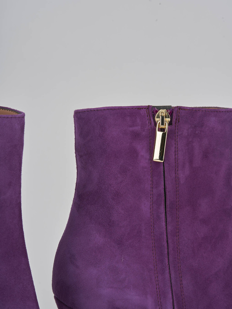 High heel ankle boots heel 9 cm violet suede