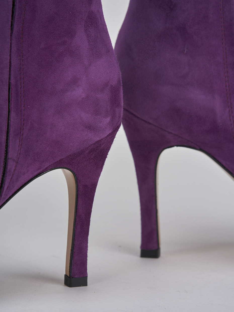 High heel ankle boots heel 9 cm violet suede