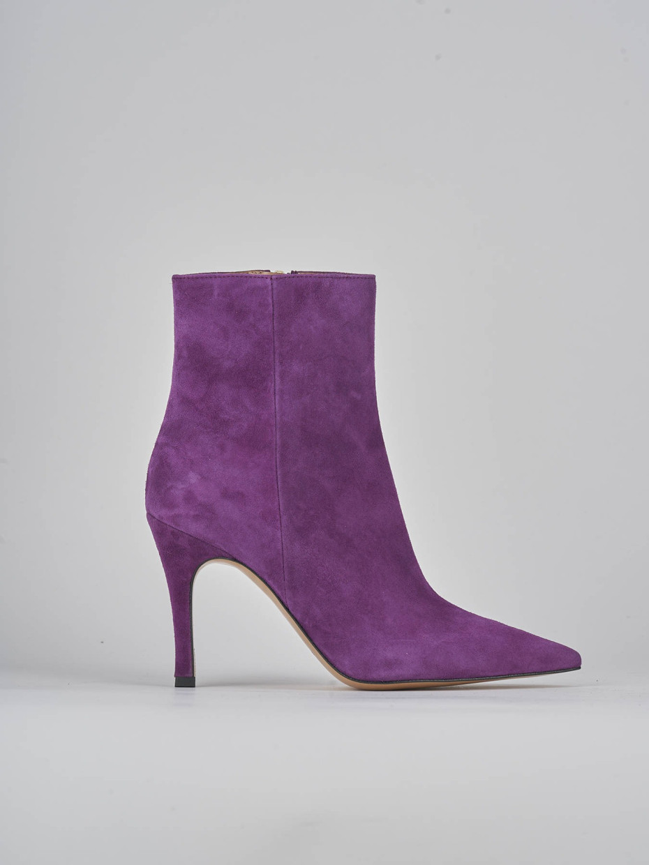 High heel ankle boots heel 9 cm violet suede