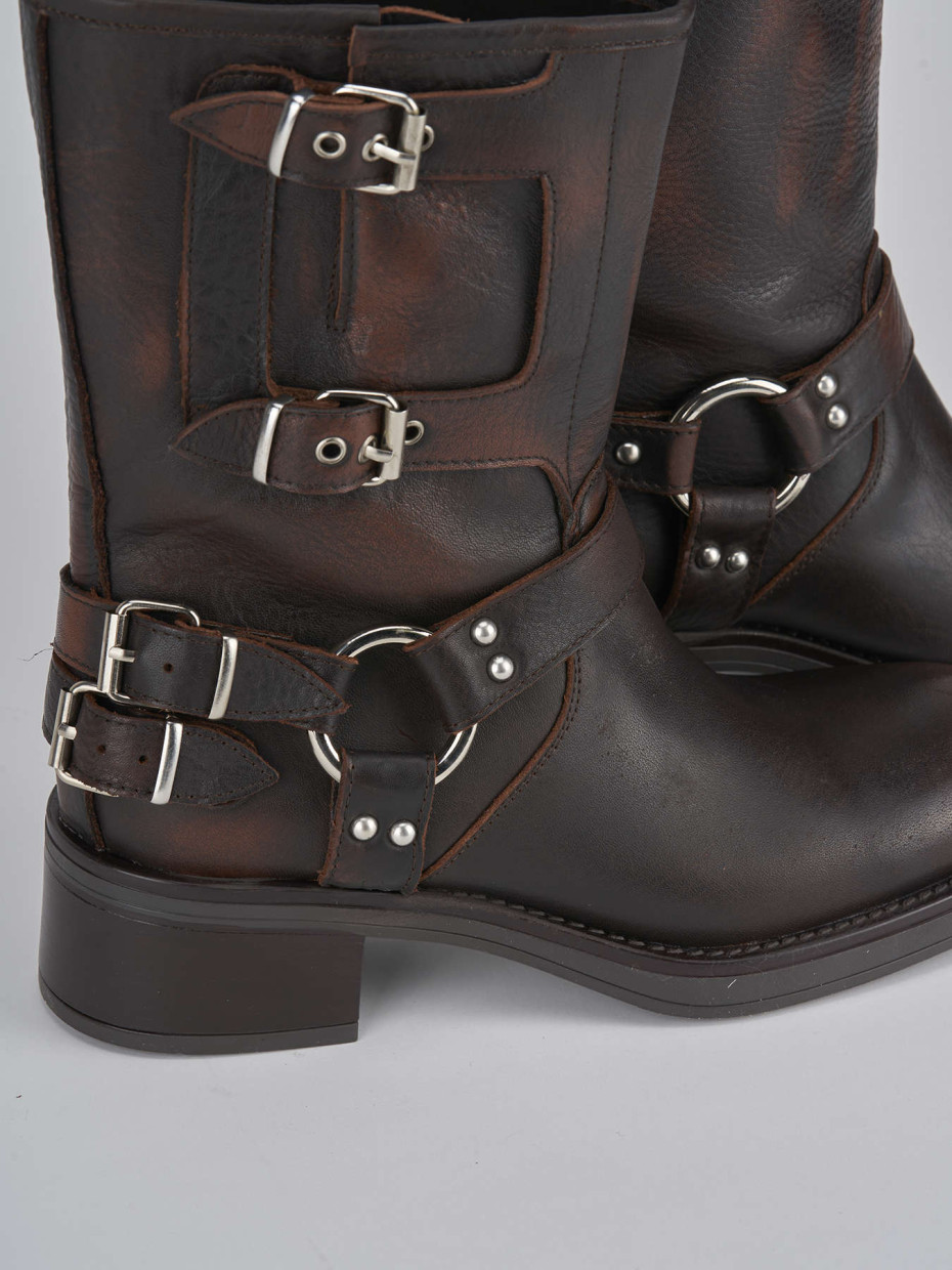 Stivaletto biker tacco 4 cm testa pelle Barca Stores