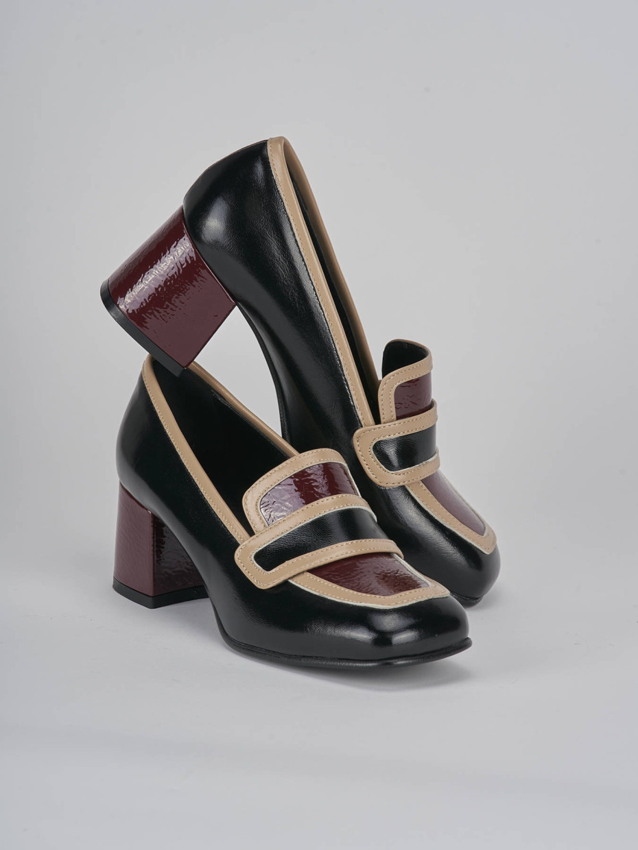 Mocassini tacco 5cm vernice nero