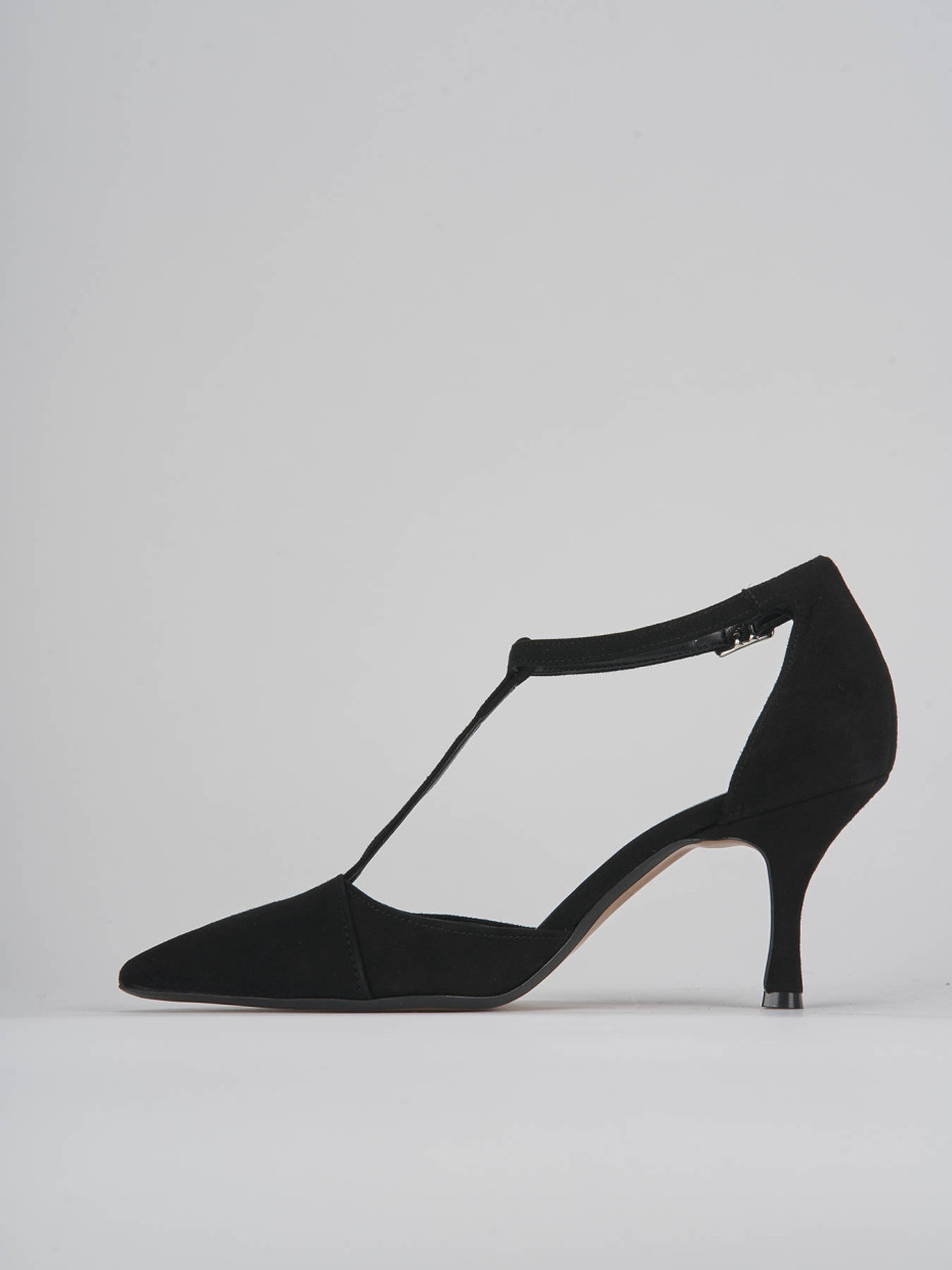 Décolleté e slingback tacco 7cm camoscio nero