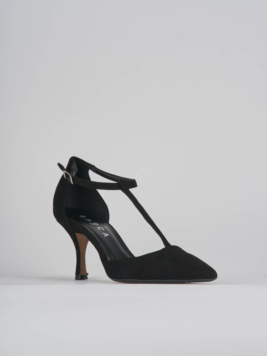 Décolleté e slingback tacco 7cm camoscio nero