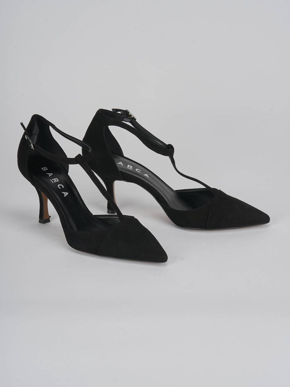 Décolleté e slingback tacco 7cm camoscio nero