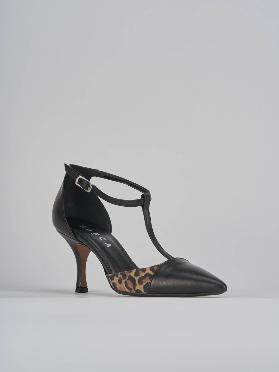Décolleté e slingback tacco 7cm pelle nero