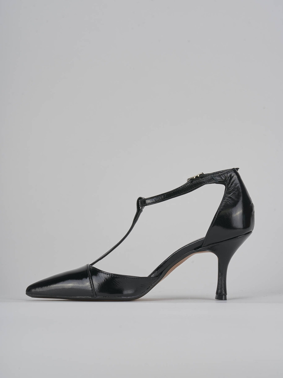 Décolleté e slingback tacco 7cm vernice nero