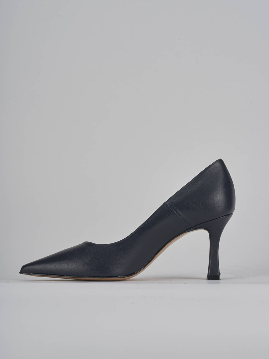 Décolleté e slingback tacco 8cm pelle blu
