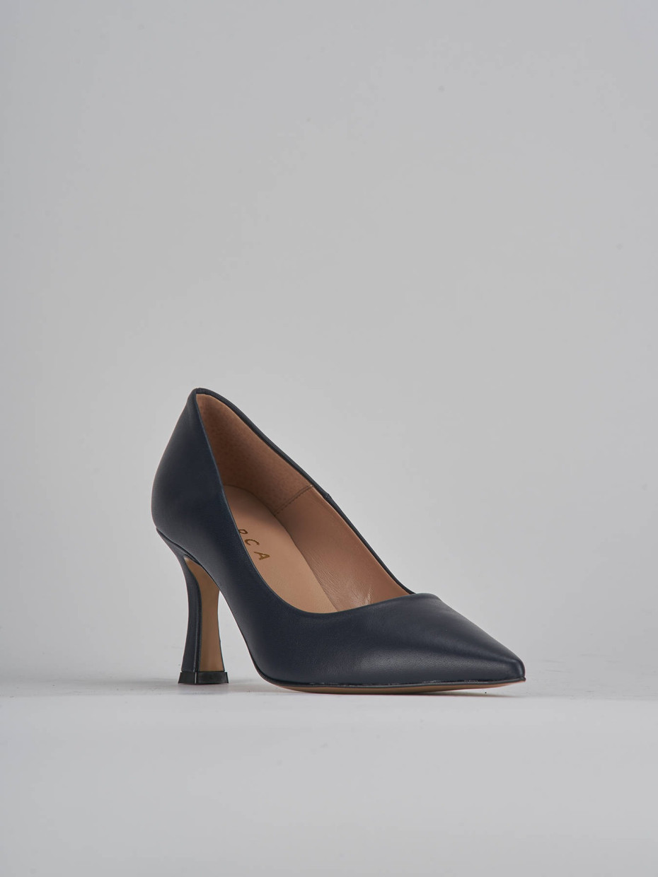 Décolleté e slingback tacco 8cm pelle blu