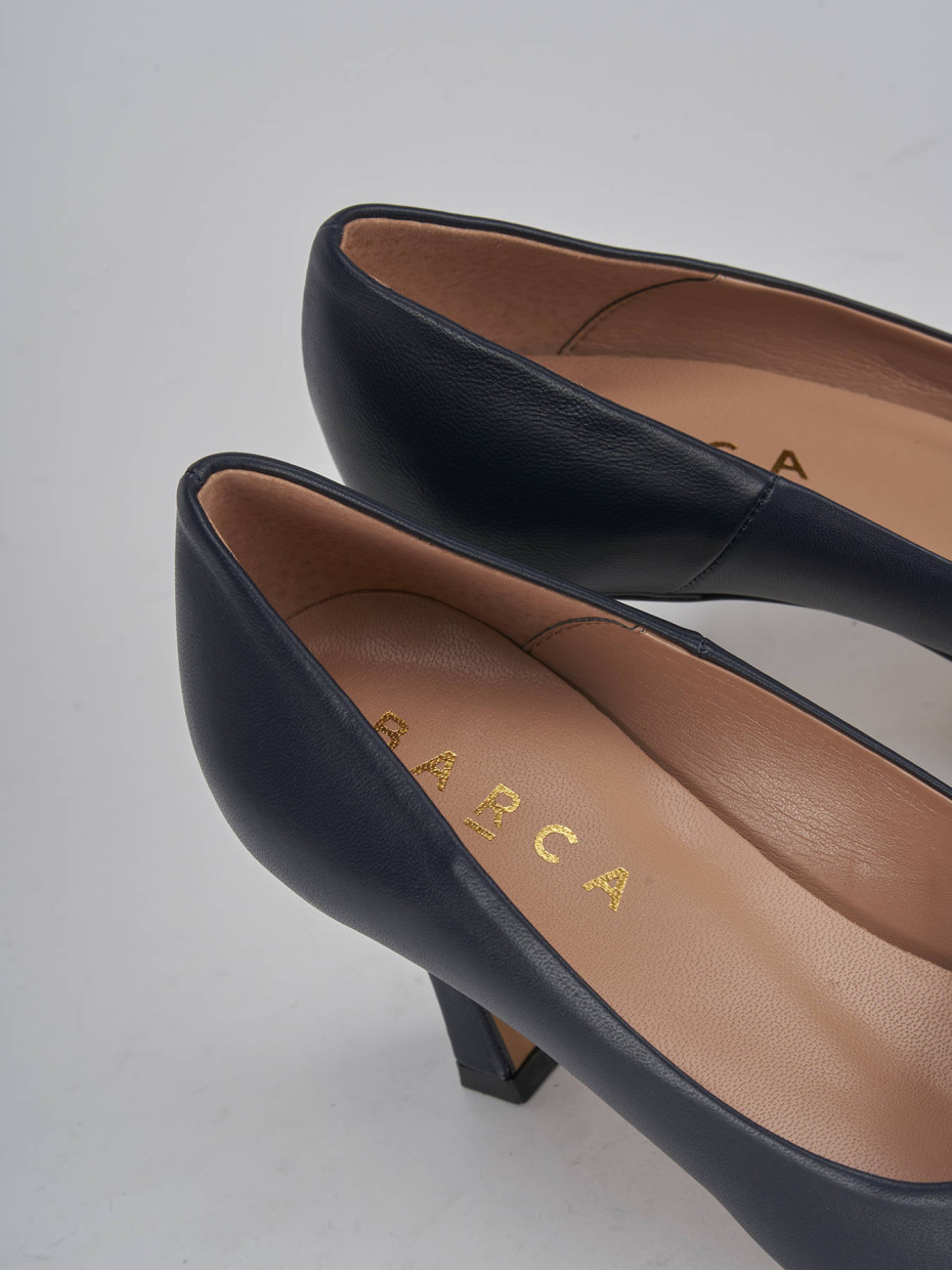 Décolleté e slingback tacco 8cm pelle blu