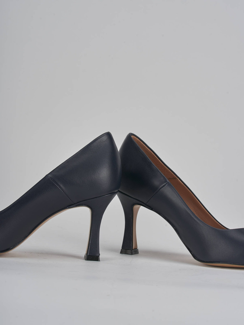 Décolleté e slingback tacco 8cm pelle blu