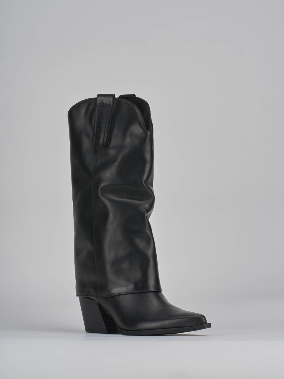 High heel boots heel 8 cm black leather