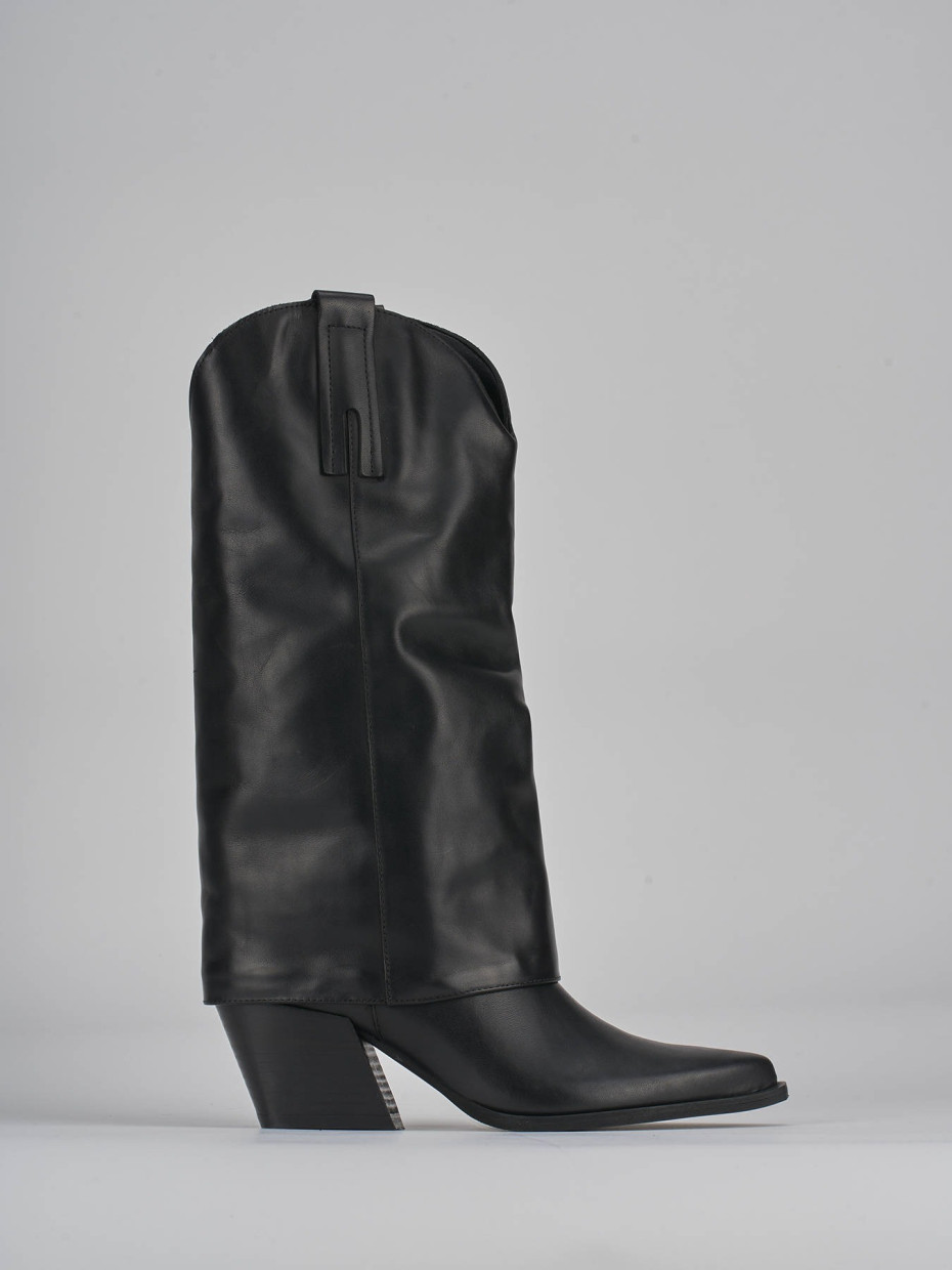 High heel boots heel 8 cm black leather