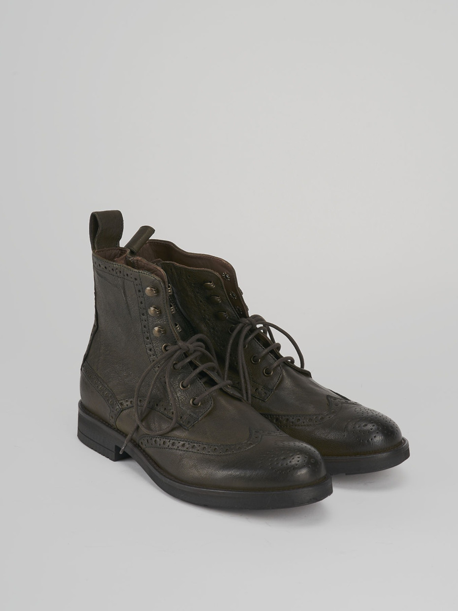 Combat boots green leather