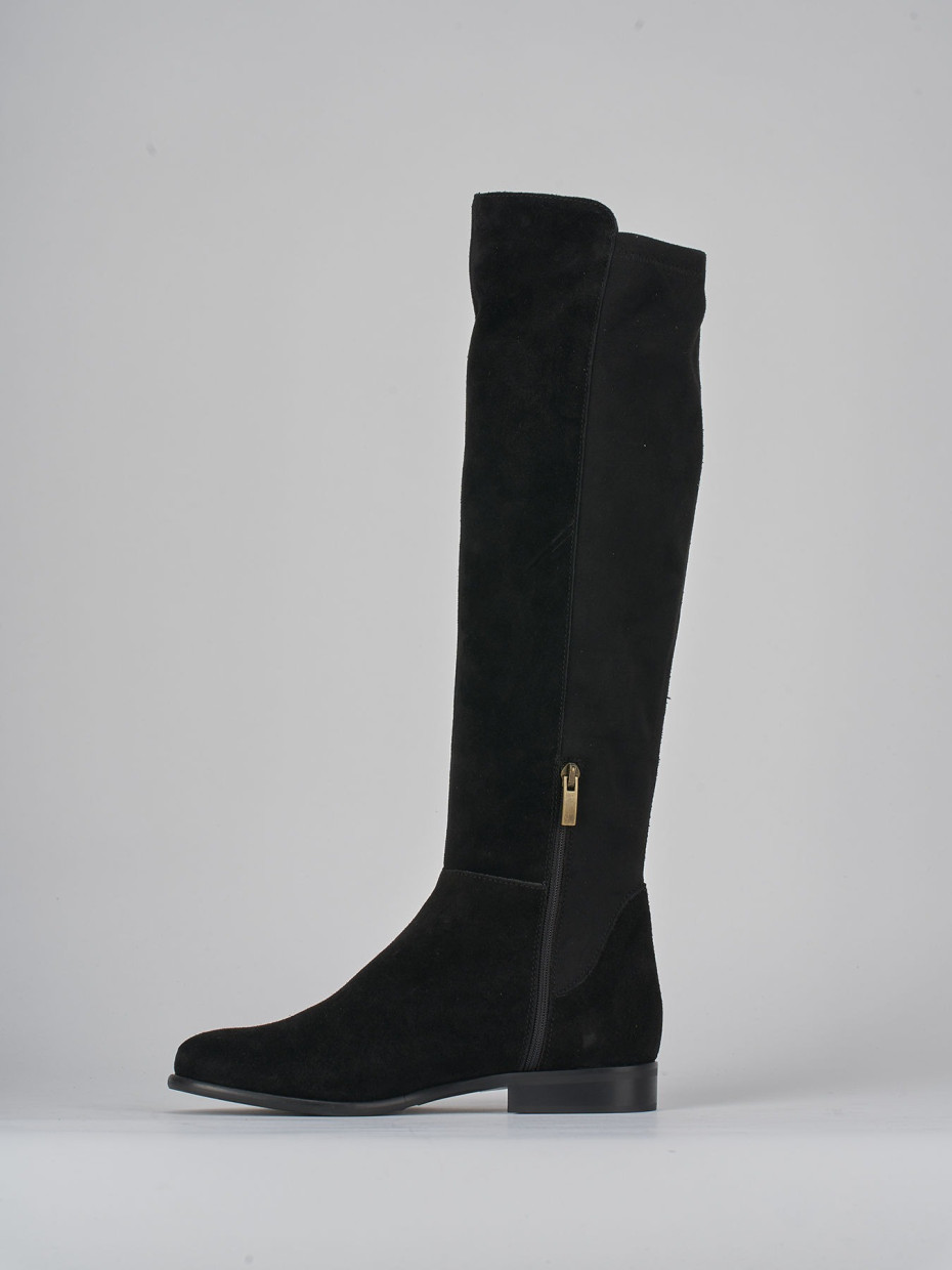 Stivali tacco 2cm camoscio nero Barca Stores