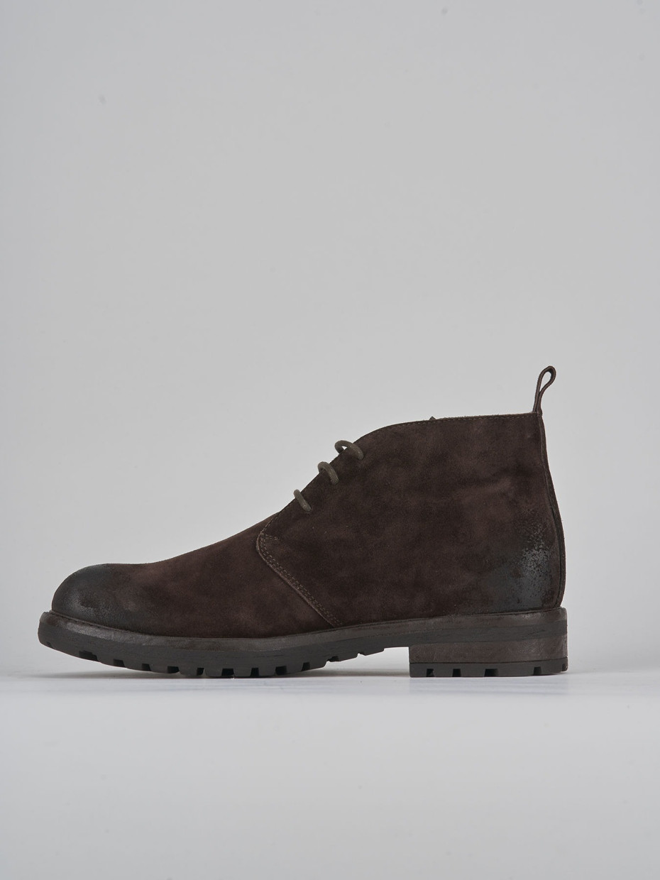 Combat boots dark brown suede