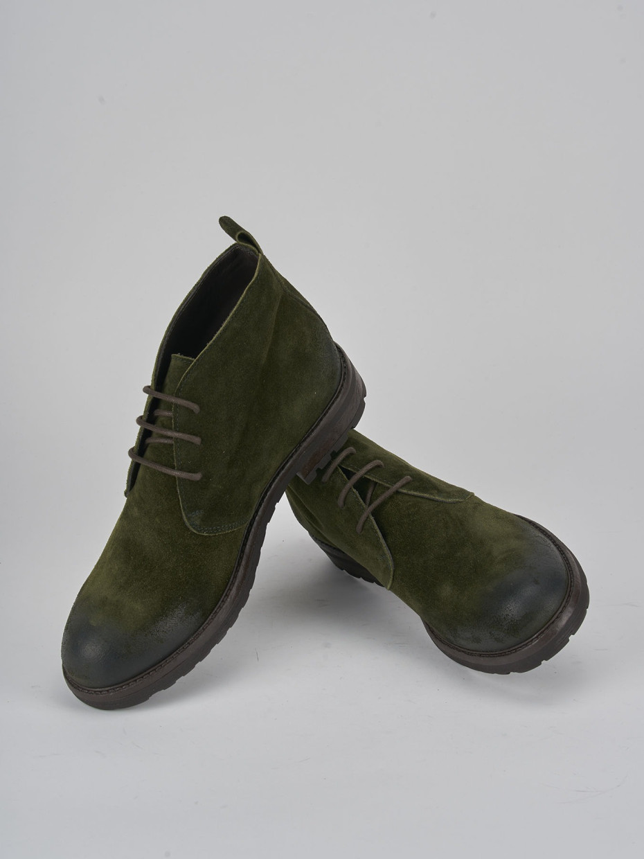 Combat boots green suede