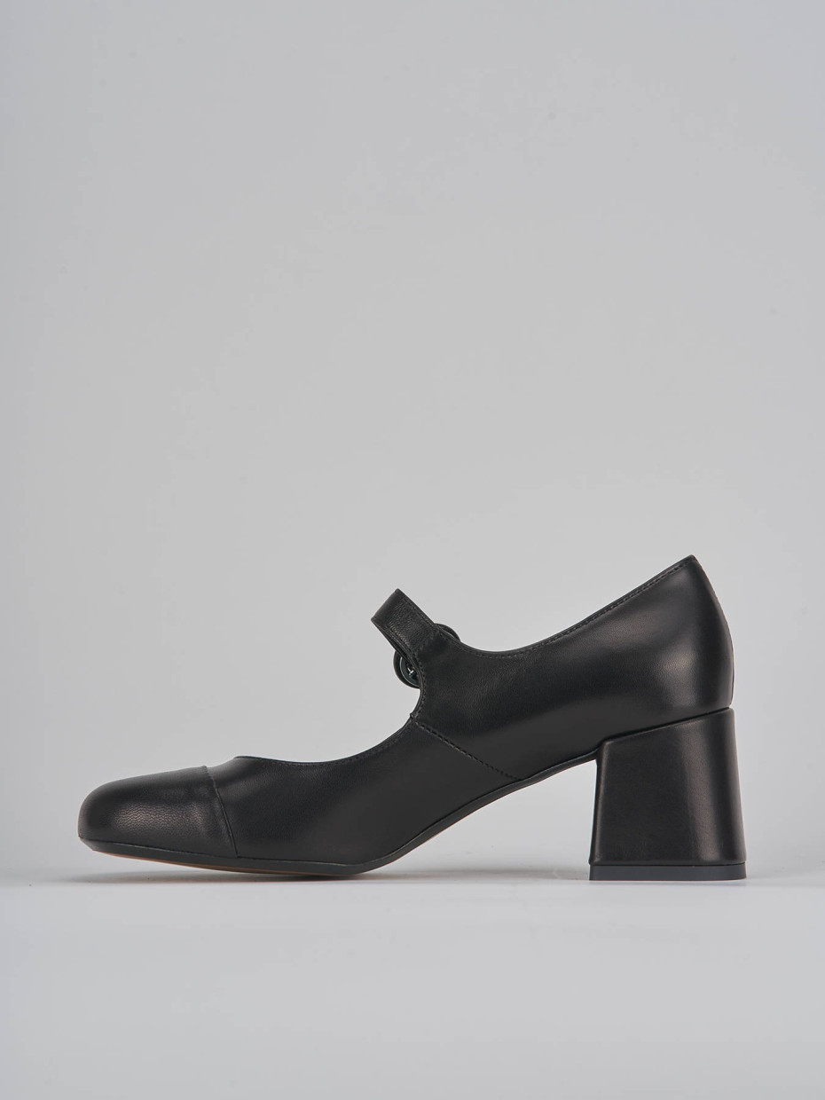 Décolleté e slingback tacco 6cm pelle nero