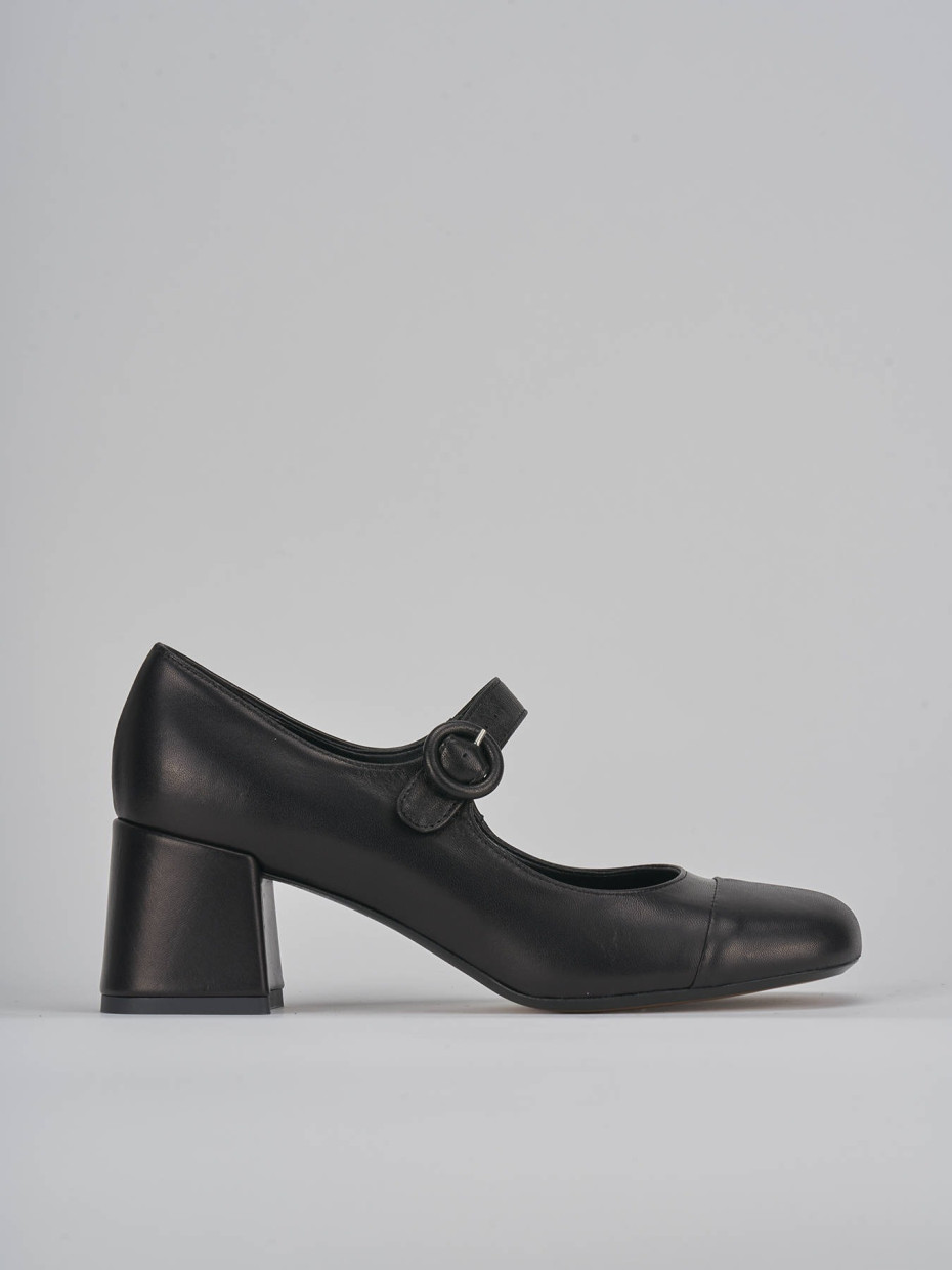 Décolleté e slingback tacco 6cm pelle nero