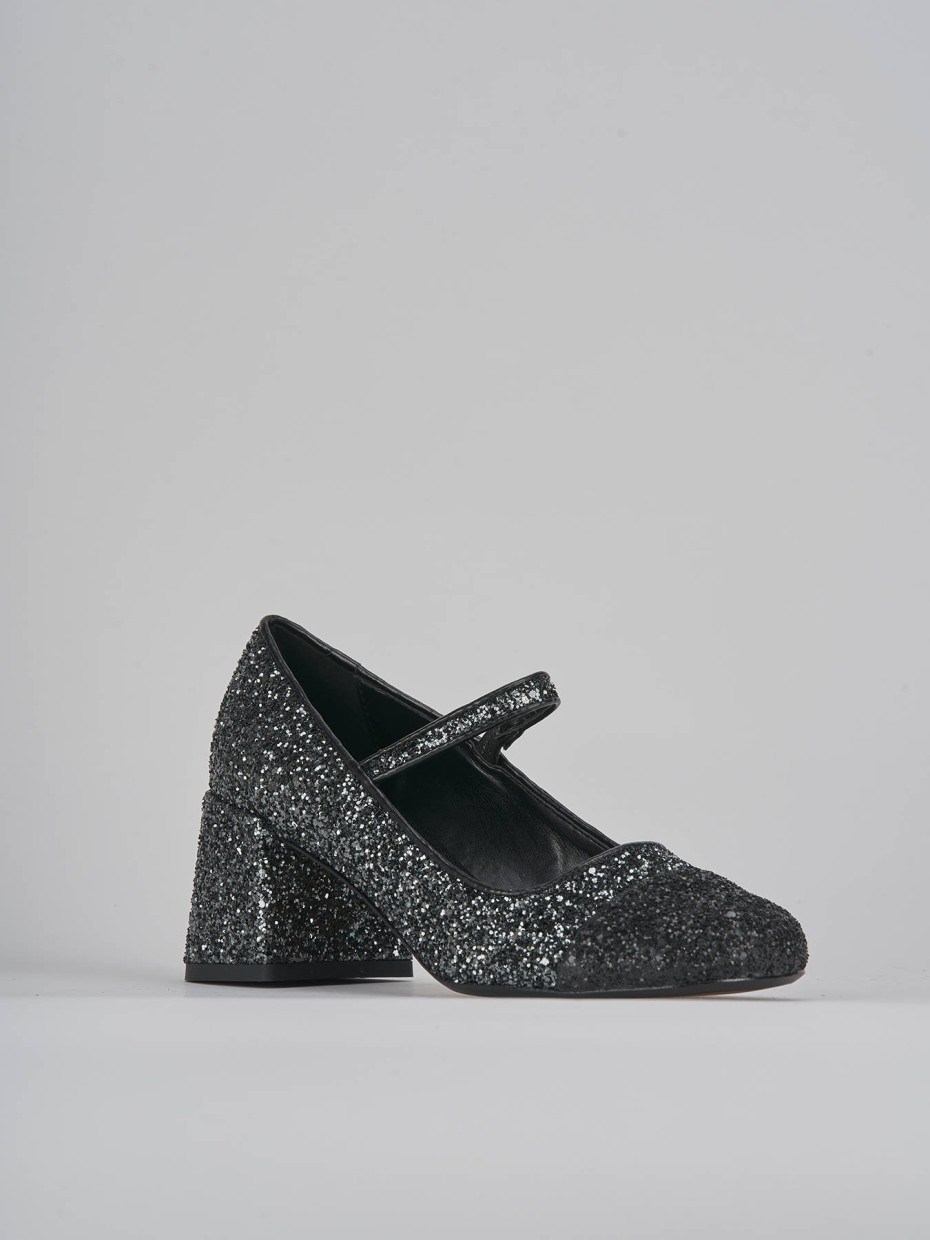 Décolleté e slingback tacco 6cm glitter argento