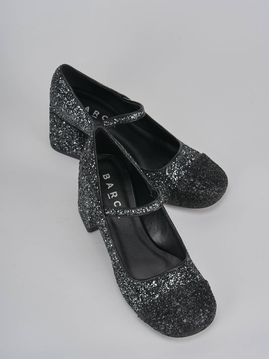 Décolleté e slingback tacco 6cm glitter argento