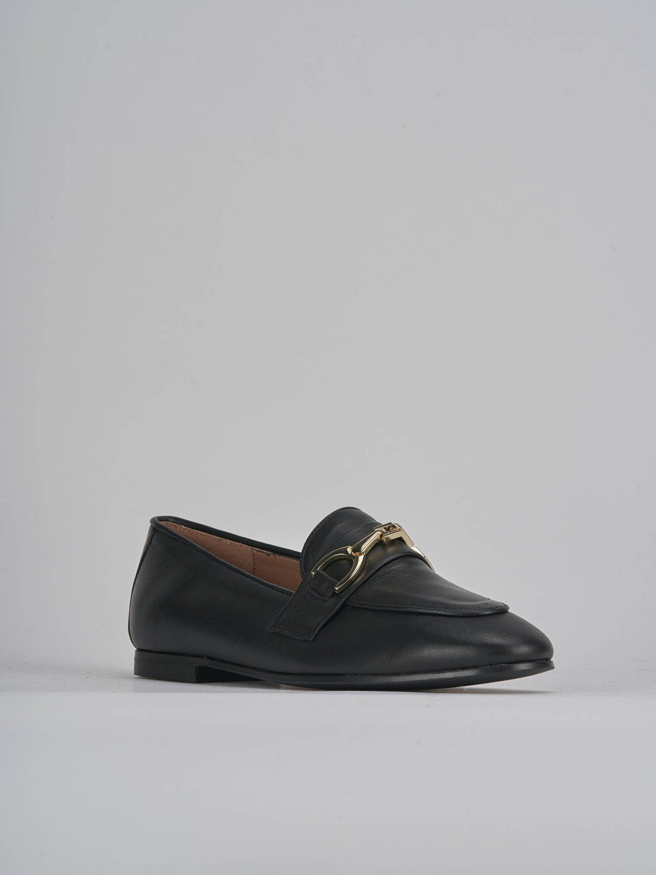 Loafers heel 1 cm black leather