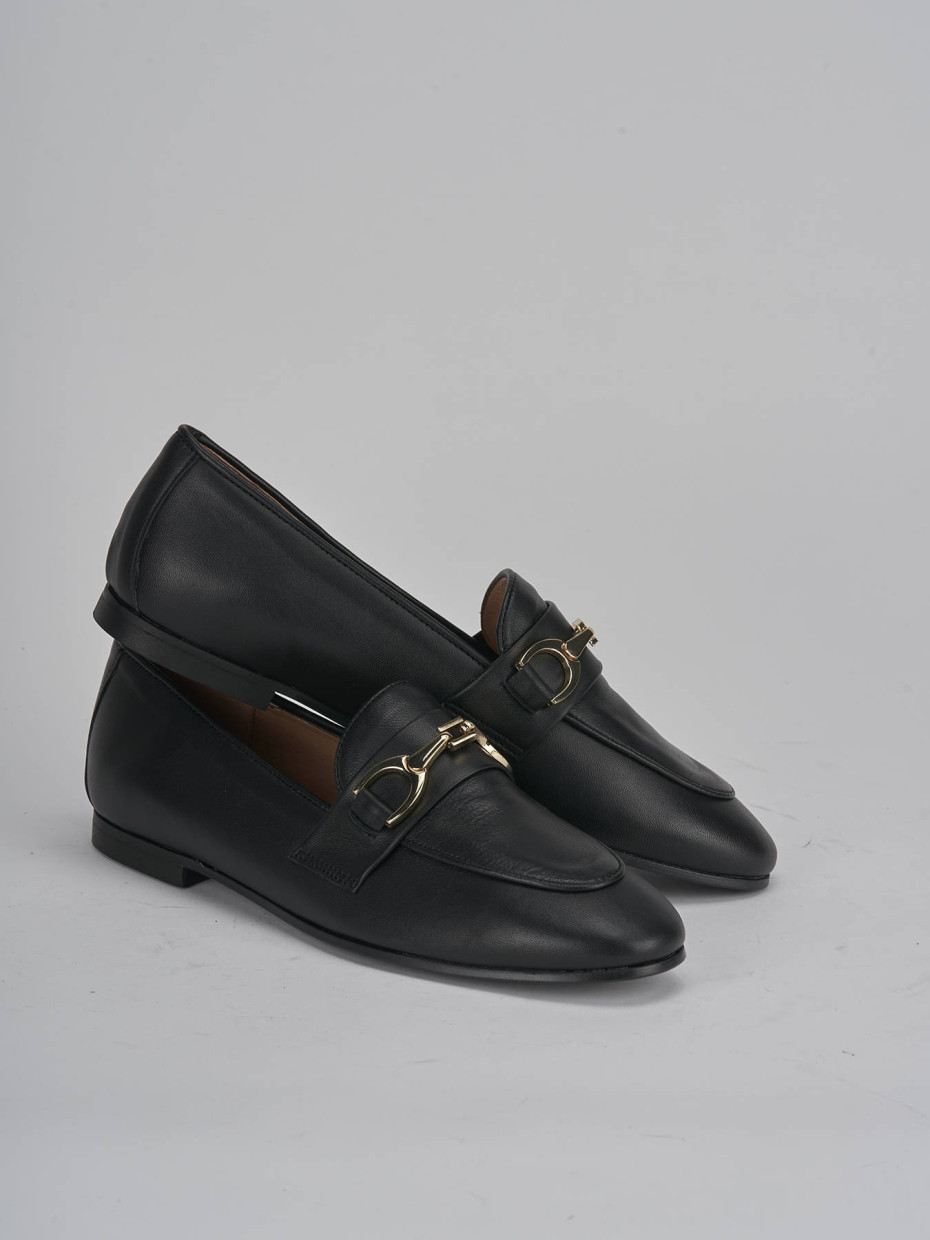 Loafers heel 1 cm black leather