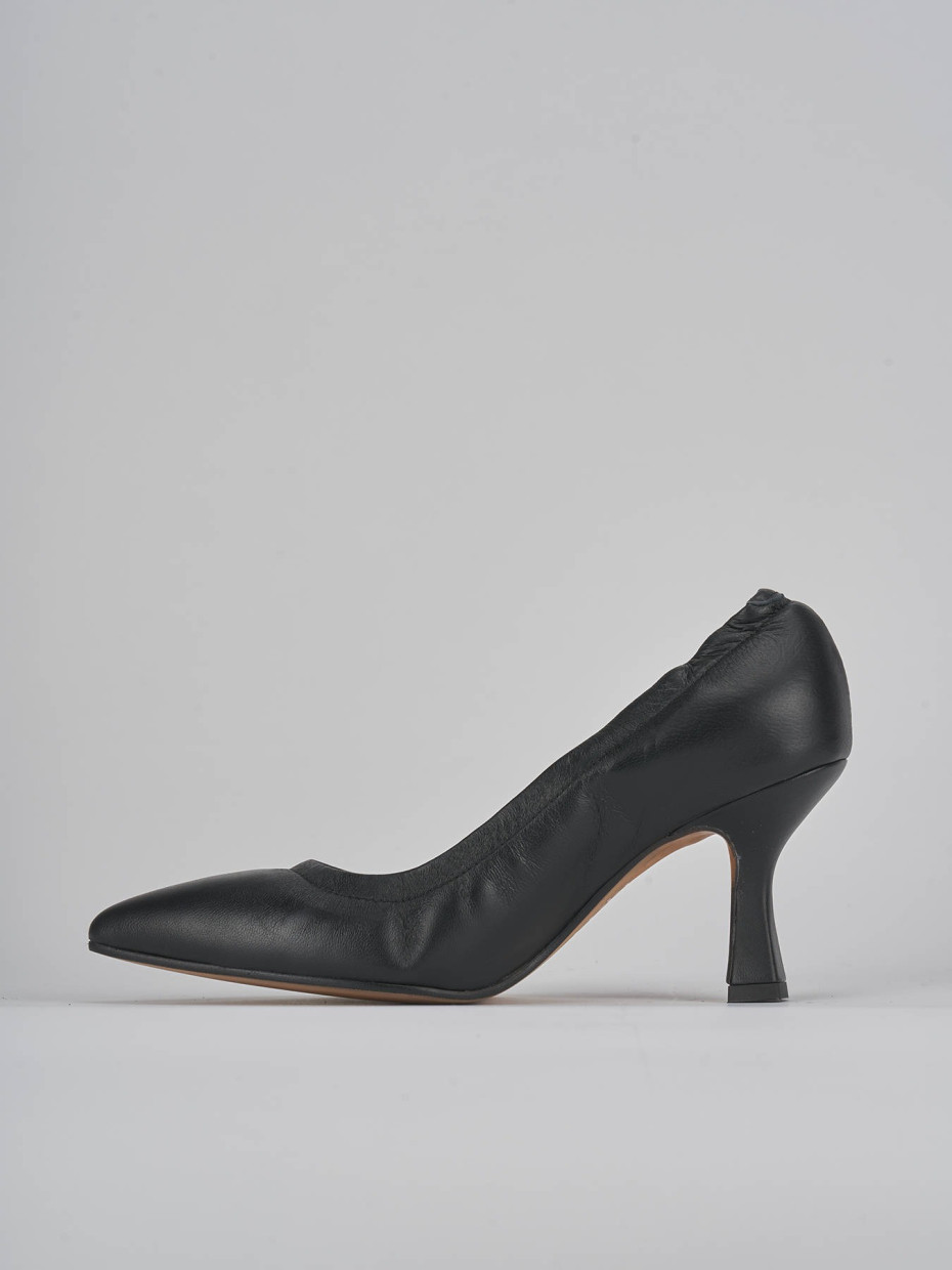 Décolleté e slingback tacco 7cm pelle nero