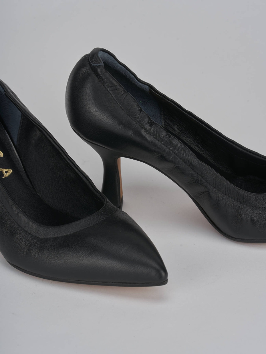 Décolleté e slingback tacco 7cm pelle nero
