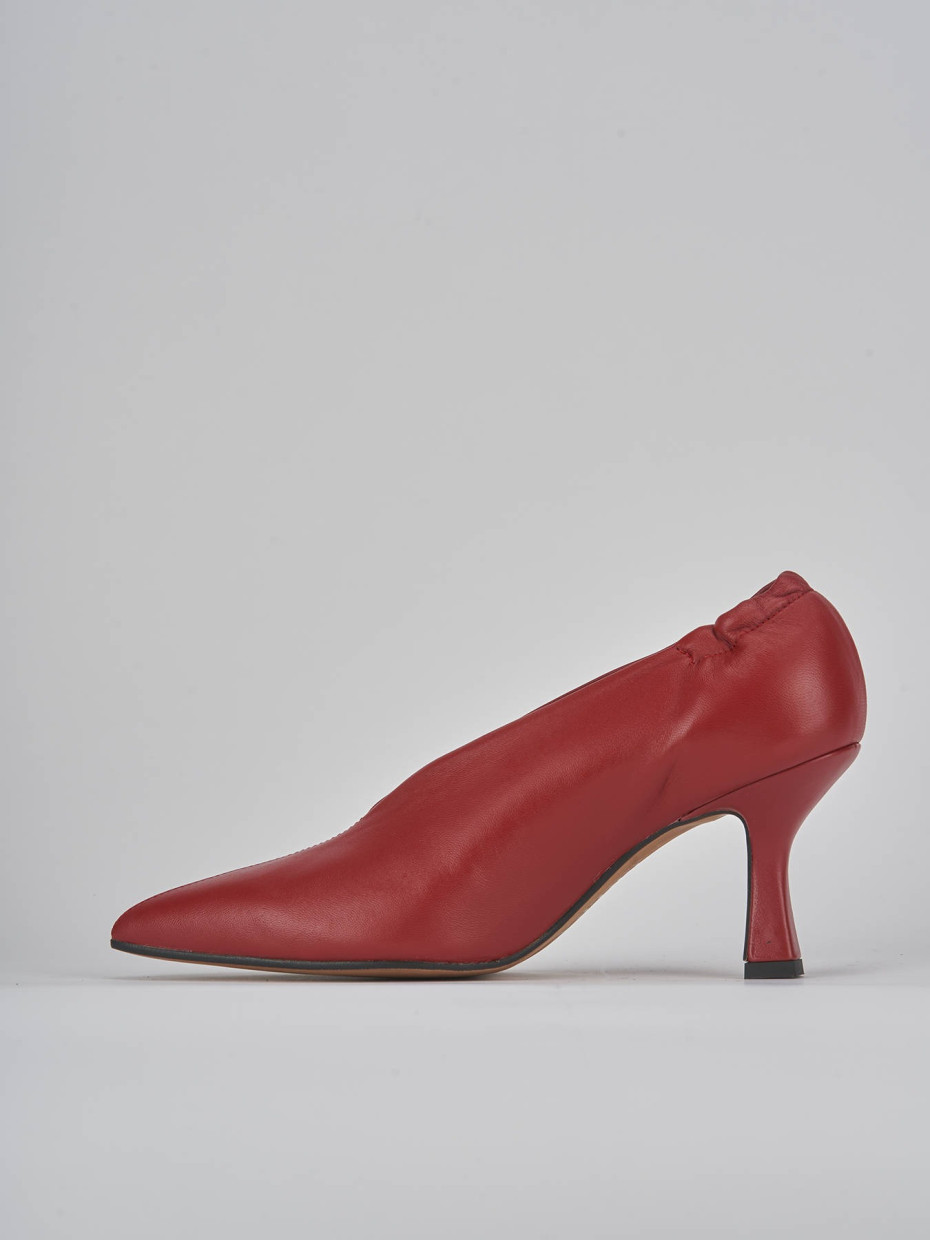 Décolleté e slingback tacco 7cm pelle rosso