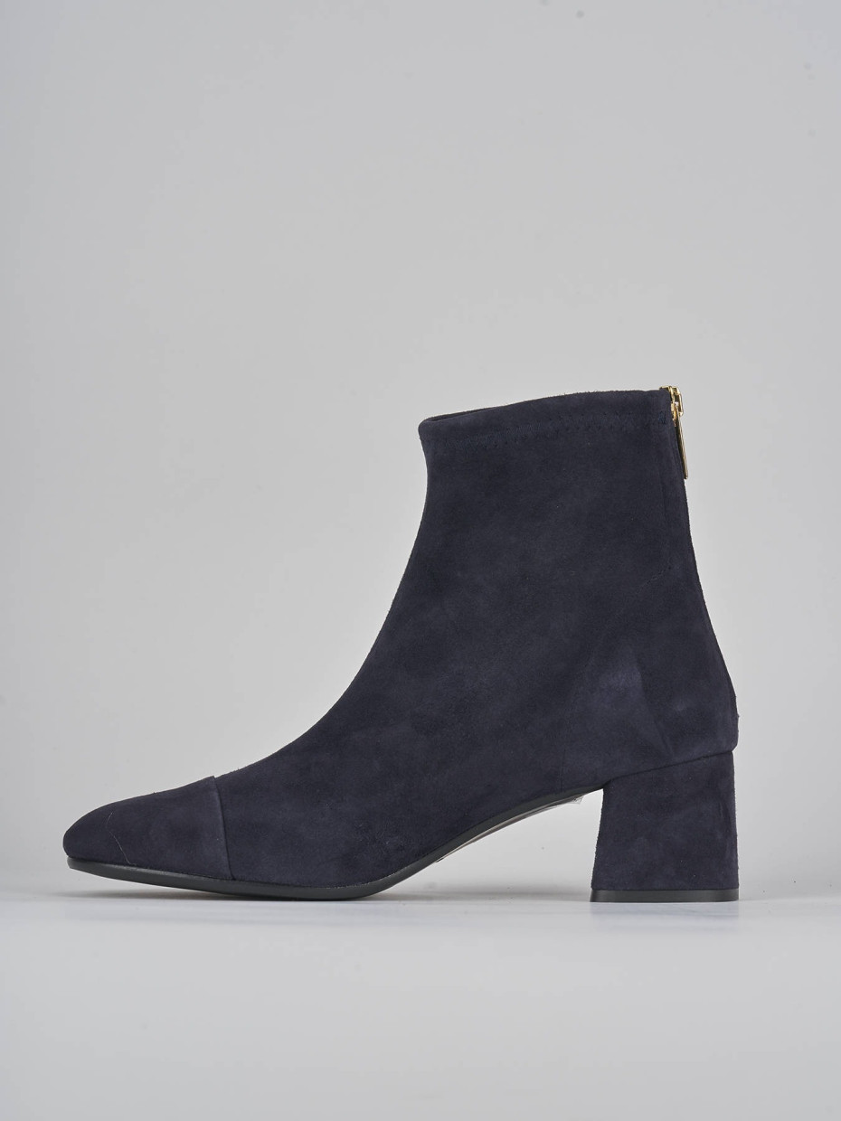 High heel ankle boots heel 6 cm blu suede