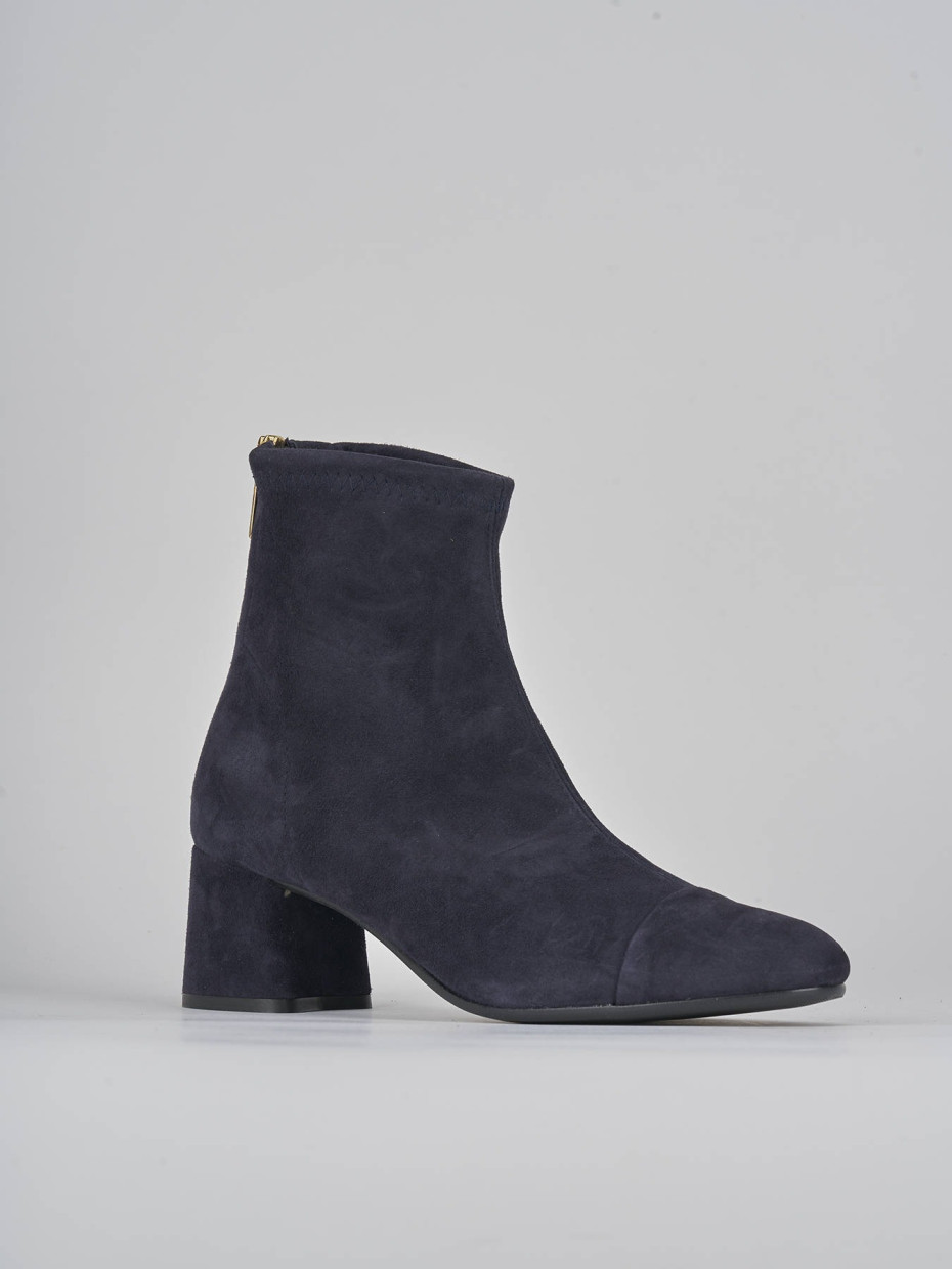 High heel ankle boots heel 6 cm blu suede