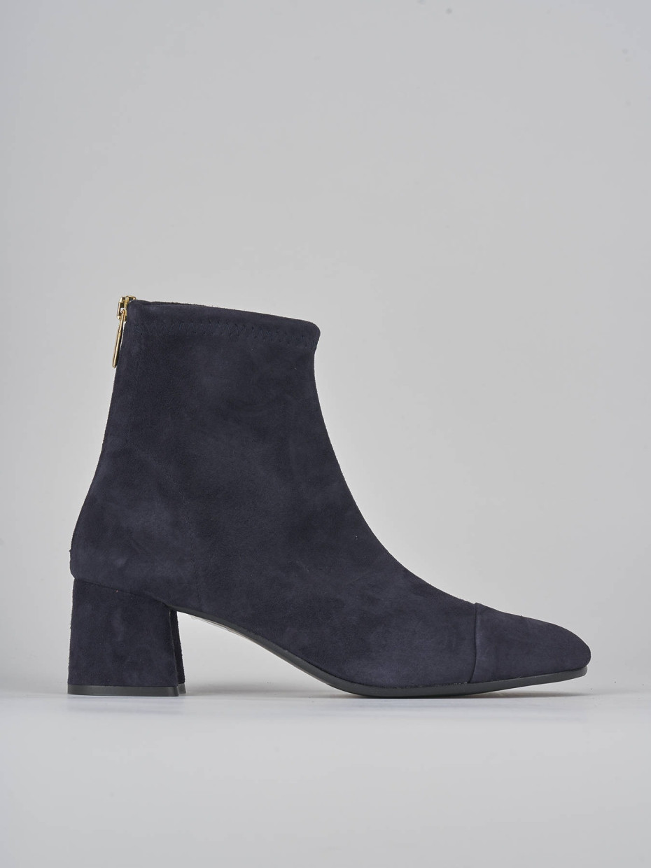 High heel ankle boots heel 6 cm blu suede