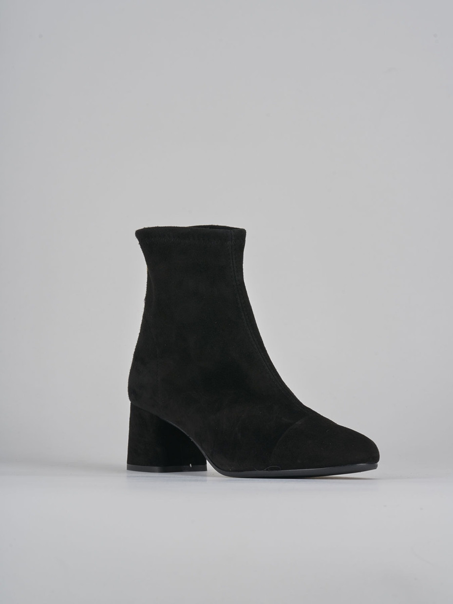 High heel ankle boots heel 6 cm black suede