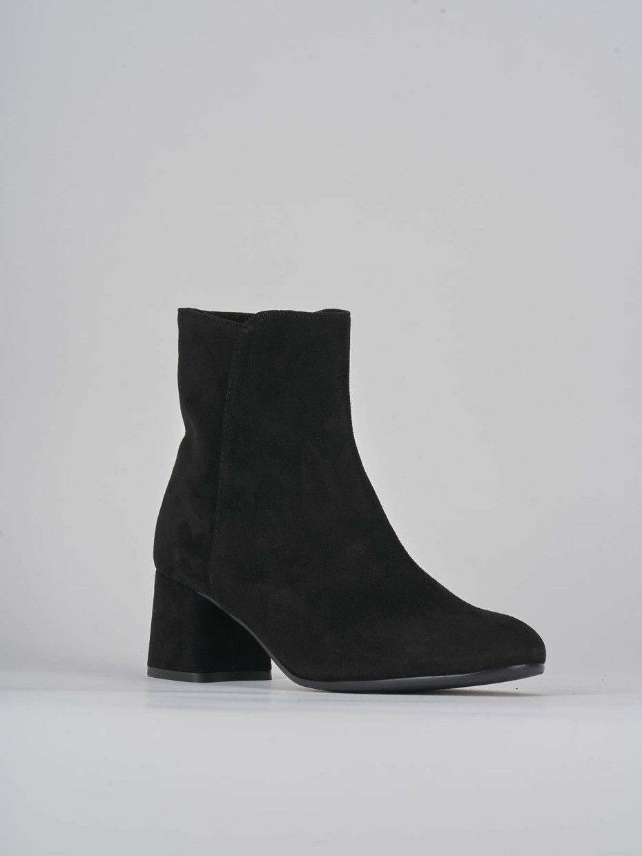 High heel ankle boots heel 6 cm black suede