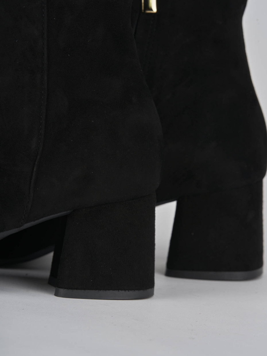 High heel ankle boots heel 6 cm black suede